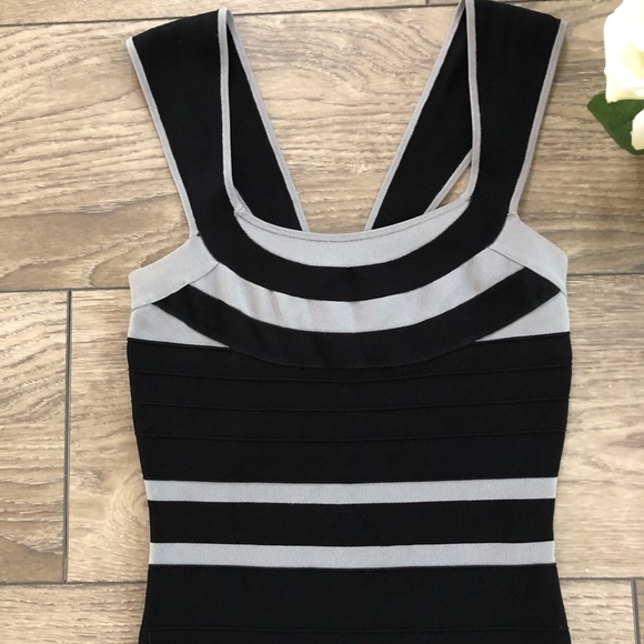 EXPRESS black and grey bodycon bandage dress size extra small - Picture 5 of 7